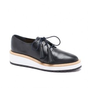 LOEFFLER RANDALL - Black Callie leather wedge Oxford - 8